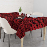 All Red Tonga Malo e lelei Tablecloth Vintage Ngatu Tribal Pattern - Polynesian Pride