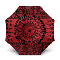 All Red Tonga Malo e lelei Umbrella Vintage Ngatu Tribal Pattern - Polynesian Pride