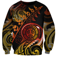 New Zealand Sweatshirt Aotearoa Wisdom Face Maori Fern Tattoo Arty LT9 Unisex Reggae - Polynesian Pride