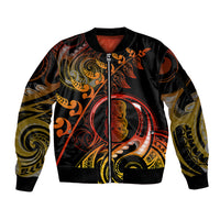 New Zealand Sleeve Zip Bomber Jacket Aotearoa Hei-Tiki Maori Fern Tattoo Arty LT9 Unisex Reggae - Polynesian Pride