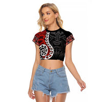 Honour The Treaty New Zealand Raglan Cropped T Shirt Toitu Te Tiriti Ake!Ake!Ake!