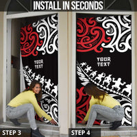 Honour The Treaty New Zealand Personalised Door Cover Toitu Te Tiriti Half Fern Haka Dance - Polynesian Pride