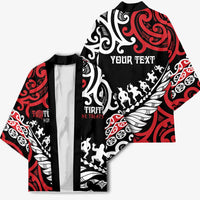 Honour The Treaty New Zealand Personalised Kimono Toitu Te Tiriti Half Fern Haka Dance - Polynesian Pride