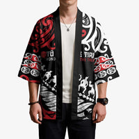 Honour The Treaty New Zealand Personalised Kimono Toitu Te Tiriti Half Fern Haka Dance - Polynesian Pride