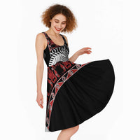 Honour The Treaty New Zealand Personalised Midi Dress Toitu Te Tiriti Indigenous Maori Face - Polynesian Pride