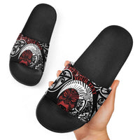 Honour The Treaty New Zealand Personalised Slide Sandals Toitu Te Tiriti Indigenous Maori Face - Polynesian Pride