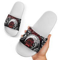 Honour The Treaty New Zealand Personalised Slide Sandals Toitu Te Tiriti Indigenous Maori Face - Polynesian Pride