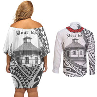 Samoa Mau Movement House Personalised Couples Matching Off Shoulder Short Dress and Long Sleeve Button Shirt Fa'a Samoa The Samoan Way LT9 - Polynesian Pride