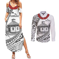 Samoa Mau Movement House Personalised Couples Matching Summer Maxi Dress and Long Sleeve Button Shirt Fa'a Samoa The Samoan Way LT9 White - Polynesian Pride