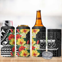 Samoa Tribal Hibiscus Flowers 4 in 1 Can Cooler Tumbler