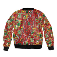 Mele Kalikimaka Pakalana Pikake Lei Bomber Jacket Hawaiian Rodeo Paniolo Omaomao Palaka - Polynesian Pride