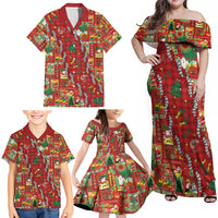 Mele Kalikimaka Pakalana Pikake Lei Family Matching Off Shoulder Maxi Dress and Hawaiian Shirt Hawaiian Rodeo Paniolo Omaomao Palaka - Polynesian Pride