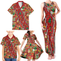 Mele Kalikimaka Pakalana Pikake Lei Family Matching Tank Maxi Dress and Hawaiian Shirt Hawaiian Rodeo Paniolo Omaomao Palaka - Polynesian Pride