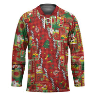Mele Kalikimaka Pakalana Pikake Lei Hockey Jersey Hawaiian Rodeo Paniolo Omaomao Palaka - Polynesian Pride
