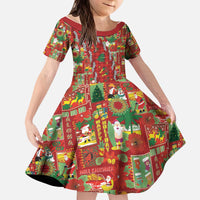 Mele Kalikimaka Pakalana Pikake Lei Kid Short Sleeve Dress Hawaiian Rodeo Paniolo Omaomao Palaka - Polynesian Pride