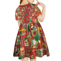 Mele Kalikimaka Pakalana Pikake Lei Kid Short Sleeve Dress Hawaiian Rodeo Paniolo Omaomao Palaka - Polynesian Pride