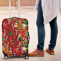 Mele Kalikimaka Pakalana Pikake Lei Luggage Cover Hawaiian Rodeo Paniolo Omaomao Palaka - Polynesian Pride