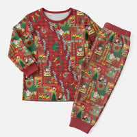 Mele Kalikimaka Pakalana Pikake Lei Christmas Pajama Set Hawaiian Rodeo Paniolo Omaomao Palaka - Polynesian Pride