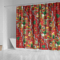 Mele Kalikimaka Pakalana Pikake Lei Shower Curtain Hawaiian Rodeo Paniolo Omaomao Palaka - Polynesian Pride