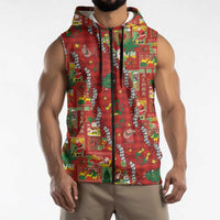 Mele Kalikimaka Pakalana Pikake Lei Sleeveless Zip Hoodie Hawaiian Rodeo Paniolo Omaomao Palaka - Polynesian Pride