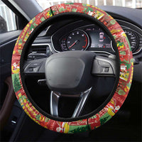 Mele Kalikimaka Pakalana Pikake Lei Steering Wheel Cover Hawaiian Rodeo Paniolo Omaomao Palaka - Polynesian Pride