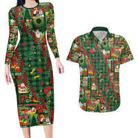 Mele Kalikimaka Pakalana Pikake Lei Couples Matching Long Sleeve Bodycon Dress and Hawaiian Shirt Hawaiian Rodeo Paniolo Ulaula Palaka - Polynesian Pride