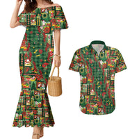 Mele Kalikimaka Pakalana Pikake Lei Couples Matching Mermaid Dress and Hawaiian Shirt Hawaiian Rodeo Paniolo Ulaula Palaka - Polynesian Pride