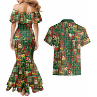 Mele Kalikimaka Pakalana Pikake Lei Couples Matching Mermaid Dress and Hawaiian Shirt Hawaiian Rodeo Paniolo Ulaula Palaka - Polynesian Pride
