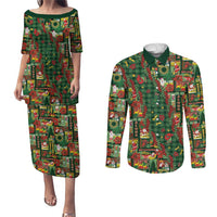 Mele Kalikimaka Pakalana Pikake Lei Couples Matching Puletasi and Long Sleeve Button Shirt Hawaiian Rodeo Paniolo Ulaula Palaka - Polynesian Pride
