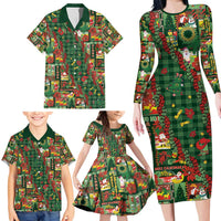 Mele Kalikimaka Pakalana Pikake Lei Family Matching Long Sleeve Bodycon Dress and Hawaiian Shirt Hawaiian Rodeo Paniolo Ulaula Palaka - Polynesian Pride