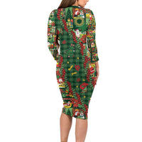 Mele Kalikimaka Pakalana Pikake Lei Family Matching Long Sleeve Bodycon Dress and Hawaiian Shirt Hawaiian Rodeo Paniolo Ulaula Palaka - Polynesian Pride