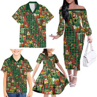 Mele Kalikimaka Pakalana Pikake Lei Family Matching Off The Shoulder Long Sleeve Dress and Hawaiian Shirt Hawaiian Rodeo Paniolo Ulaula Palaka - Polynesian Pride