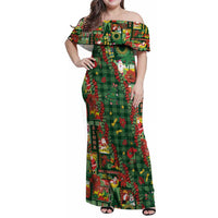 Mele Kalikimaka Pakalana Pikake Lei Family Matching Off Shoulder Maxi Dress and Hawaiian Shirt Hawaiian Rodeo Paniolo Ulaula Palaka - Polynesian Pride