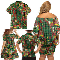 Mele Kalikimaka Pakalana Pikake Lei Family Matching Off Shoulder Short Dress and Hawaiian Shirt Hawaiian Rodeo Paniolo Ulaula Palaka - Polynesian Pride