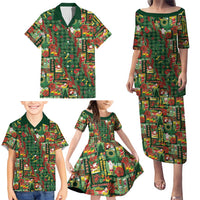 Mele Kalikimaka Pakalana Pikake Lei Family Matching Puletasi and Hawaiian Shirt Hawaiian Rodeo Paniolo Ulaula Palaka - Polynesian Pride