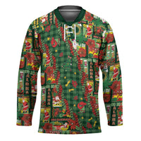 Mele Kalikimaka Pakalana Pikake Lei Hockey Jersey Hawaiian Rodeo Paniolo Ulaula Palaka - Polynesian Pride