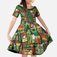 Mele Kalikimaka Pakalana Pikake Lei Kid Short Sleeve Dress Hawaiian Rodeo Paniolo Ulaula Palaka - Polynesian Pride