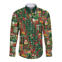 Mele Kalikimaka Pakalana Pikake Lei Long Sleeve Button Shirt Hawaiian Rodeo Paniolo Ulaula Palaka - Polynesian Pride