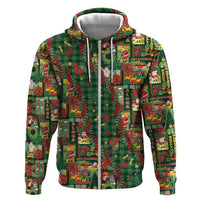 Mele Kalikimaka Pakalana Pikake Lei Zip Hoodie Hawaiian Rodeo Paniolo Ulaula Palaka - Polynesian Pride