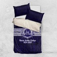 Tonga Queen Salote College 100 years Bedding Set QSC 1926-2026 Tongan Pattern LT9 US Twin 172cm x 218cm Blue - Polynesian Pride