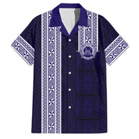 Tonga Queen Salote College 100 years Family Matching Off The Shoulder Long Sleeve Dress and Hawaiian Shirt QSC 1926-2026 Tongan Pattern LT9 Dad's Shirt - Short Sleeve Blue - Polynesian Pride