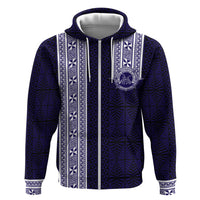 Tonga Queen Salote College 100 years Hoodie QSC 1926-2026 Tongan Pattern LT9 Zip Hoodie Blue - Polynesian Pride