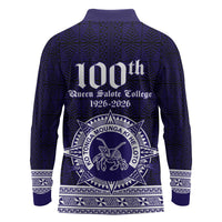 Tonga Queen Salote College 100 years Long Sleeve Polo Shirt QSC 1926-2026 Tongan Pattern