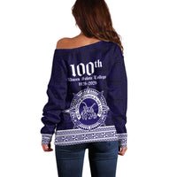 Tonga Queen Salote College 100 years Off Shoulder Sweater QSC 1926-2026 Tongan Pattern