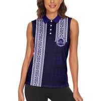 Tonga Queen Salote College 100 years Women Sleeveless Polo Shirt QSC 1926-2026 Tongan Pattern
