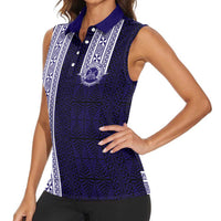 Tonga Queen Salote College 100 years Women Sleeveless Polo Shirt QSC 1926-2026 Tongan Pattern