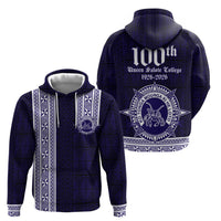 Tonga Queen Salote College 100 years Zip Hoodie QSC 1926-2026 Tongan Pattern LT9 - Polynesian Pride