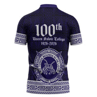 Tonga Queen Salote College 100 years Zipper Polo Shirt QSC 1926-2026 Tongan Pattern