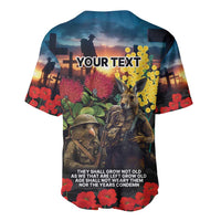 Kangaroo-Kiwi Soldier ANZAC Personalised Baseball Jersey Golden Wattle and Pohutukawa Flowers