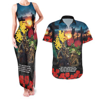 Kangaroo-Kiwi Soldier ANZAC Personalised Couples Matching Tank Maxi Dress and Hawaiian Shirt Golden Wattle and Pohutukawa Flowers